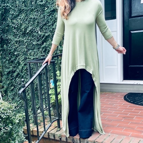 #107 🛑L Best Selling! Fabulous High Low Sage Tunic Dress Top - Picture 3 of 4